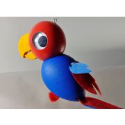 Papuga drewniana zawieszka niebieska