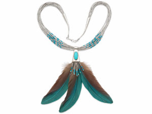 Naszyjnik Silpada srebrny z papuzimi piórami