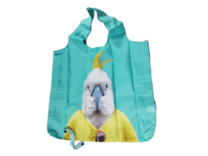 Torba na zakupy z karykaturą papugi